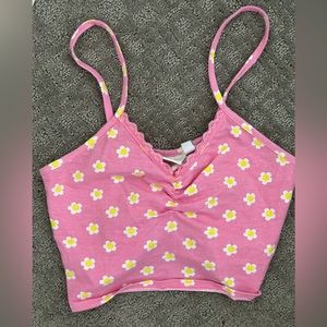 Pink top with flower patterns